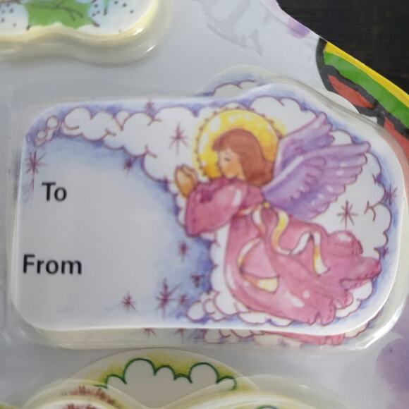 Vintage Christmas Gift Tags Paper Angel Santa Mouse Snowman - Picture 4 of 9